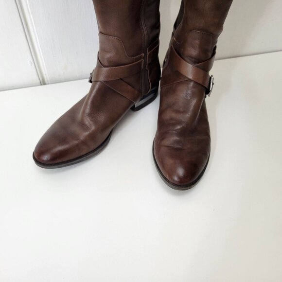 Vince Camuto Paton Brown Leather Knee-High Riding Boots - Picture 11 of 11